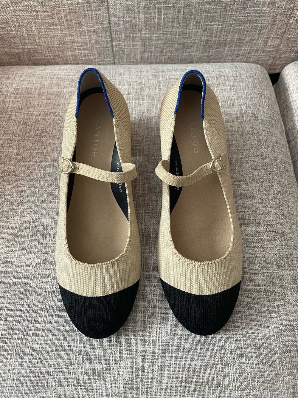 Rothys The Mary Jane Heel - Cream Captoe - Picture 2 of 6